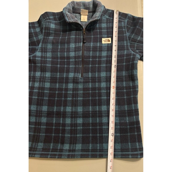 The North Face Gordon Lyons 1/4 Zip Pullover Men's Sz M Blue Black Plaid - Picture 6 of 7